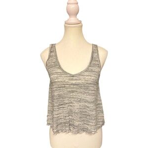 Hollister Must-Have Gray Marled Rib Knit Cropped Tank Sz M Y2K Soft Girl Relaxed